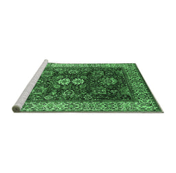 Sideview of Machine Washable Oriental Emerald Green Industrial Area Rugs, wshurb1157emgrn