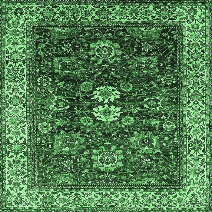 Square Oriental Emerald Green Industrial Rug, urb1157emgrn