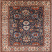 Square Mid-Century Modern Camel Brown Oriental Rug, urb1157