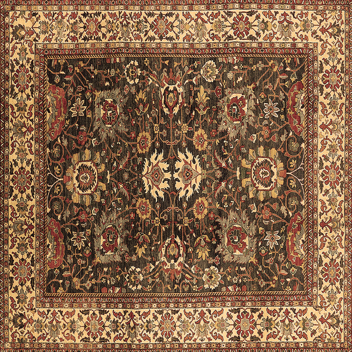 Square Machine Washable Oriental Brown Industrial Rug, wshurb1157brn
