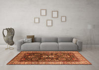 Machine Washable Oriental Orange Industrial Rug, wshurb1157org