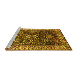 Sideview of Machine Washable Oriental Yellow Industrial Rug, wshurb1157yw