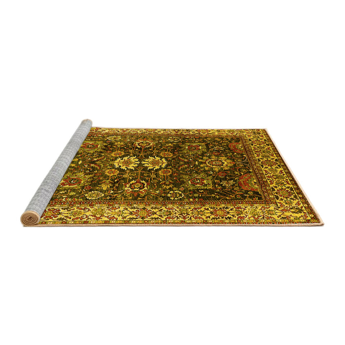 Sideview of Machine Washable Oriental Yellow Industrial Rug, wshurb1157yw