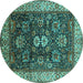 Round Oriental Turquoise Industrial Rug, urb1157turq