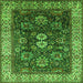 Square Oriental Green Industrial Rug, urb1157grn