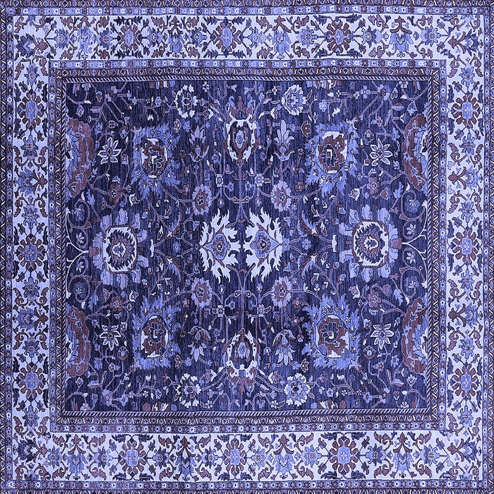 Square Machine Washable Oriental Blue Industrial Rug, wshurb1157blu