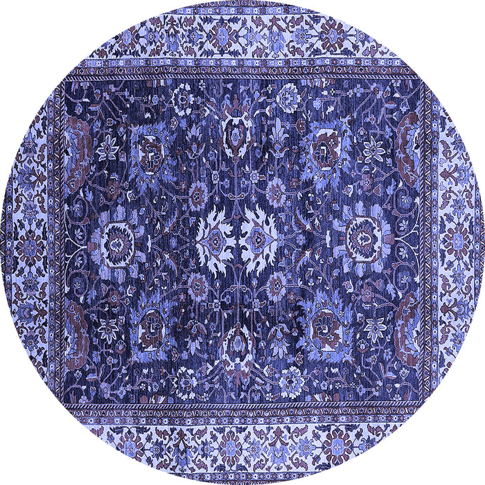 Round Oriental Blue Industrial Rug, urb1157blu