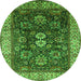 Round Oriental Green Industrial Rug, urb1157grn