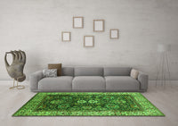 Machine Washable Oriental Green Industrial Rug, wshurb1157grn