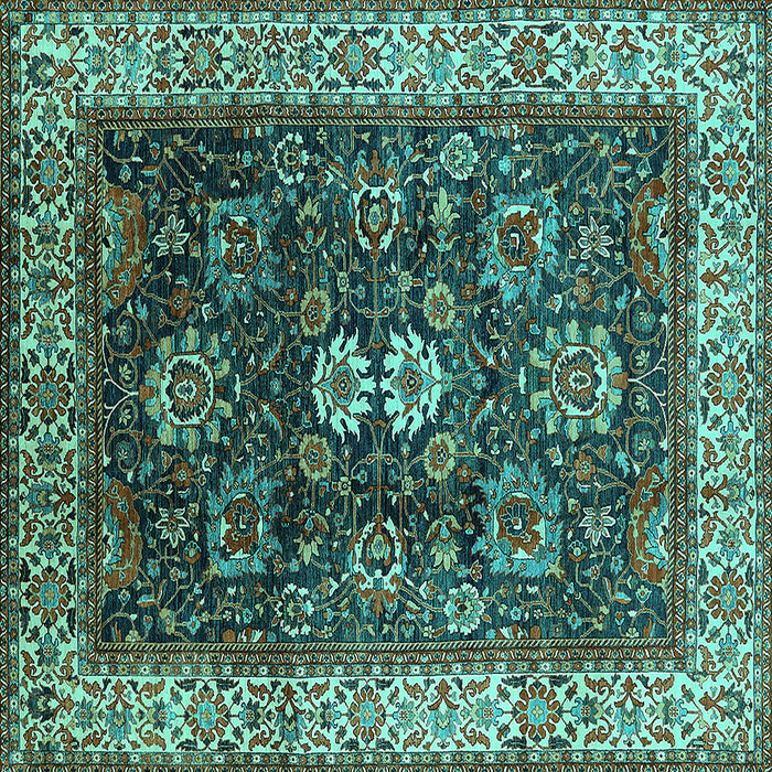 Square Oriental Turquoise Industrial Rug, urb1157turq
