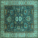 Square Oriental Turquoise Industrial Rug, urb1157turq