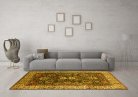 Machine Washable Oriental Yellow Industrial Rug, wshurb1157yw