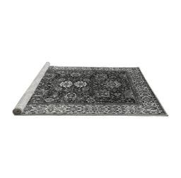 Sideview of Machine Washable Oriental Gray Industrial Rug, wshurb1157gry