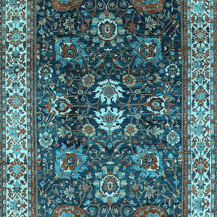 Machine Washable Oriental Light Blue Industrial Rug, wshurb1157lblu
