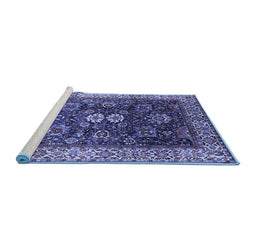 Sideview of Machine Washable Oriental Blue Industrial Rug, wshurb1157blu