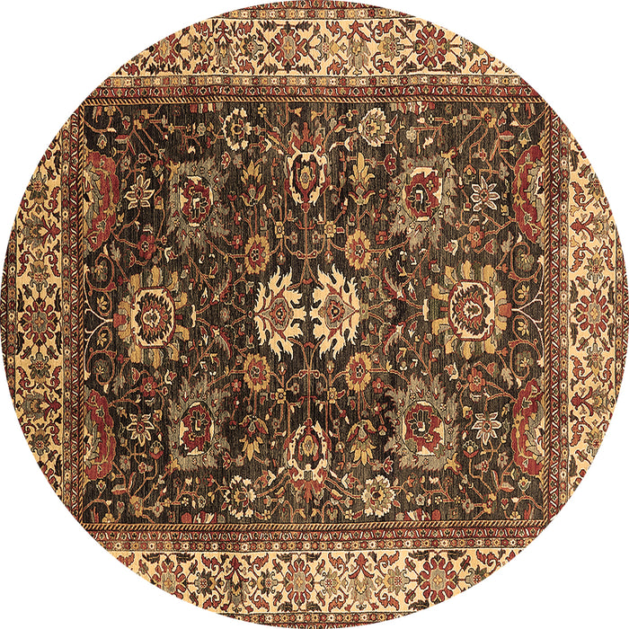 Round Machine Washable Oriental Brown Industrial Rug, wshurb1157brn