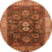 Round Oriental Orange Industrial Rug, urb1157org