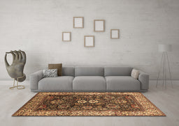 Machine Washable Oriental Brown Industrial Rug in a Living Room,, wshurb1157brn