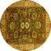 Round Oriental Yellow Industrial Rug, urb1157yw