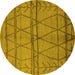 Round Oriental Yellow Industrial Rug, urb1158yw