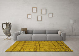 Machine Washable Oriental Yellow Industrial Rug in a Living Room, wshurb1158yw