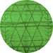 Round Oriental Green Industrial Rug, urb1158grn