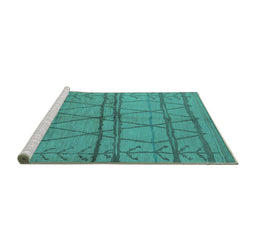 Sideview of Machine Washable Oriental Turquoise Industrial Area Rugs, wshurb1158turq