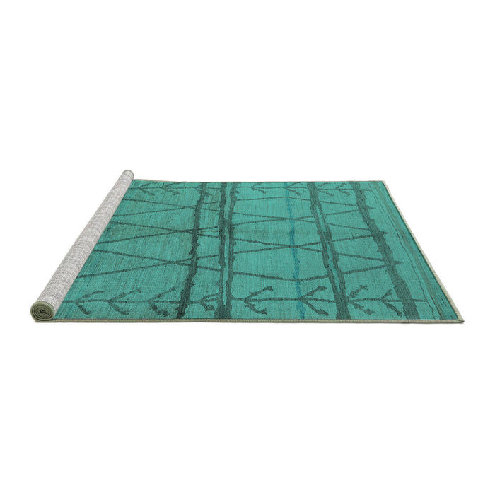 Sideview of Machine Washable Oriental Turquoise Industrial Area Rugs, wshurb1158turq