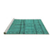 Sideview of Machine Washable Oriental Turquoise Industrial Area Rugs, wshurb1158turq