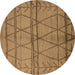 Round Oriental Brown Industrial Rug, urb1158brn