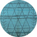 Round Oriental Light Blue Industrial Rug, urb1158lblu