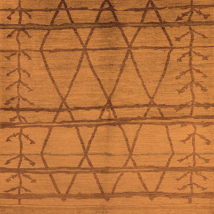 Square Machine Washable Oriental Orange Industrial Area Rugs, wshurb1158org