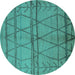 Round Oriental Turquoise Industrial Rug, urb1158turq