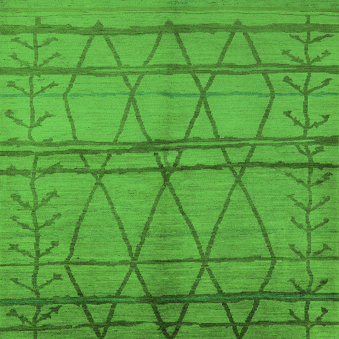Square Oriental Green Industrial Rug, urb1158grn