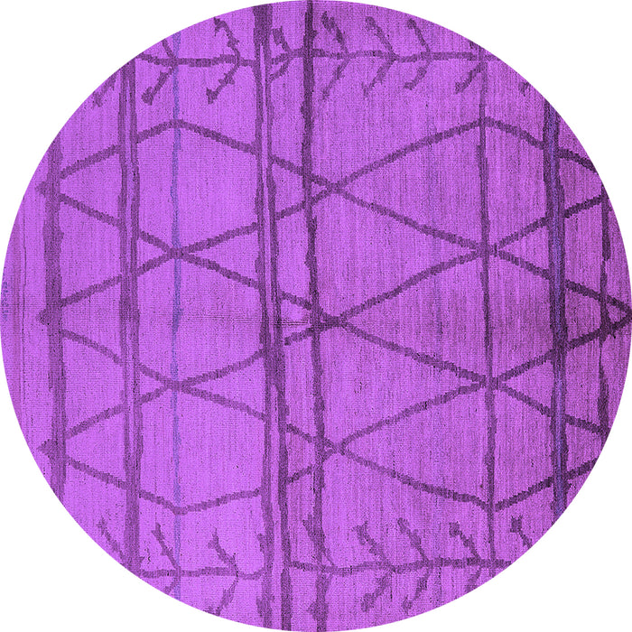 Round Machine Washable Oriental Purple Industrial Area Rugs, wshurb1158pur