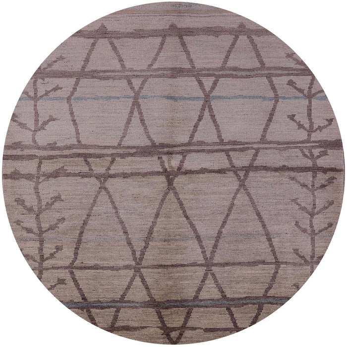 Round Mid-Century Modern Puce Purple Oriental Rug, urb1158