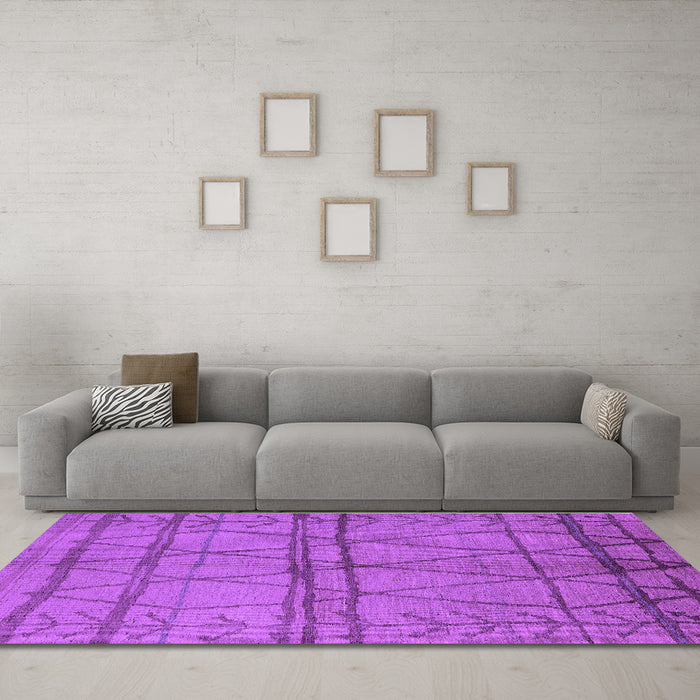 Machine Washable Oriental Purple Industrial Area Rugs in a Living Room, wshurb1158pur