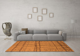 Machine Washable Oriental Orange Industrial Area Rugs in a Living Room, wshurb1158org