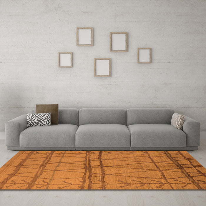Machine Washable Oriental Orange Industrial Area Rugs in a Living Room, wshurb1158org
