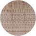 Round Machine Washable Industrial Modern Dark Almond Brown Rug, wshurb1159