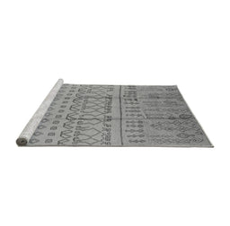 Sideview of Machine Washable Oriental Gray Industrial Rug, wshurb1159gry