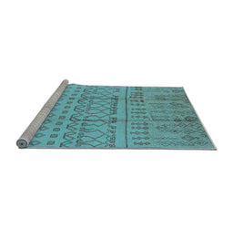 Sideview of Machine Washable Oriental Light Blue Industrial Rug, wshurb1159lblu