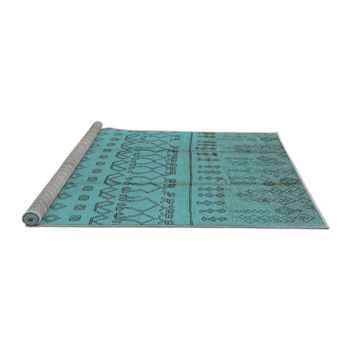 Sideview of Machine Washable Oriental Light Blue Industrial Rug, wshurb1159lblu
