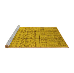 Sideview of Machine Washable Oriental Yellow Industrial Rug, wshurb1159yw