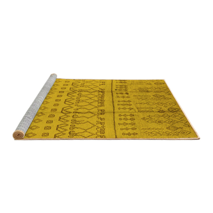 Sideview of Machine Washable Oriental Yellow Industrial Rug, wshurb1159yw