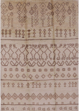 Mid-Century Modern Dark Almond Brown Oriental Rug, urb1159