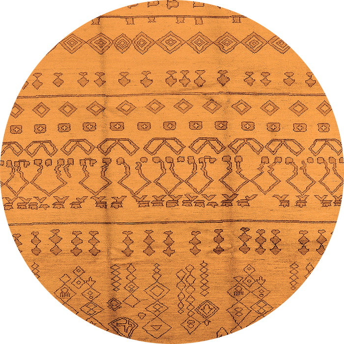 Round Machine Washable Oriental Orange Industrial Area Rugs, wshurb1159org