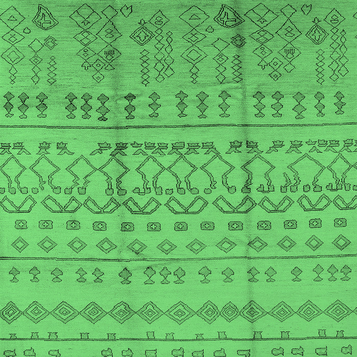 Square Machine Washable Oriental Emerald Green Industrial Area Rugs, wshurb1159emgrn