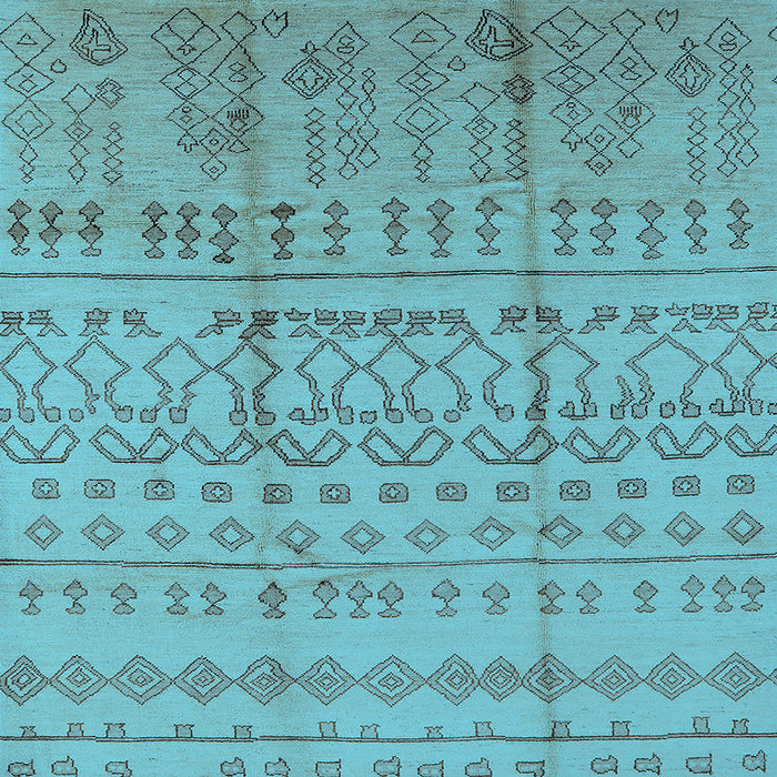 Square Machine Washable Oriental Light Blue Industrial Rug, wshurb1159lblu