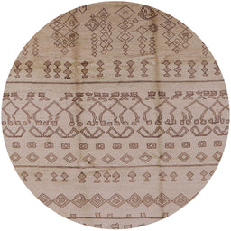 Round Mid-Century Modern Dark Almond Brown Oriental Rug, urb1159